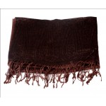 Silk Pashmina Stole / Scarf in Light Brown Color with Dark Border Size 70*30